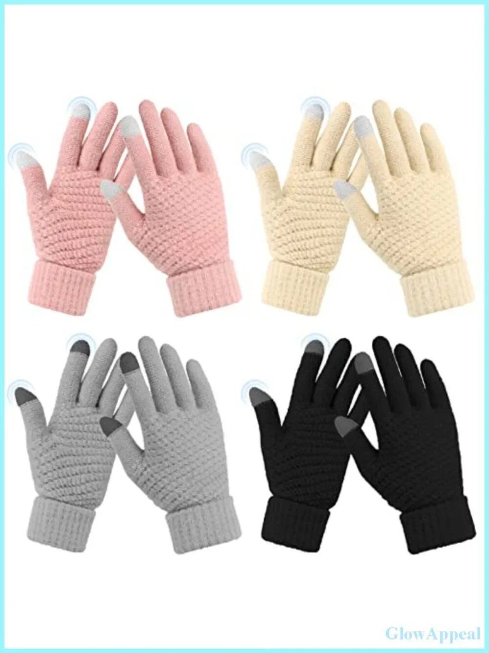 Women's Touchscreen Winter Gloves 4-Pack, Knit Acrylic